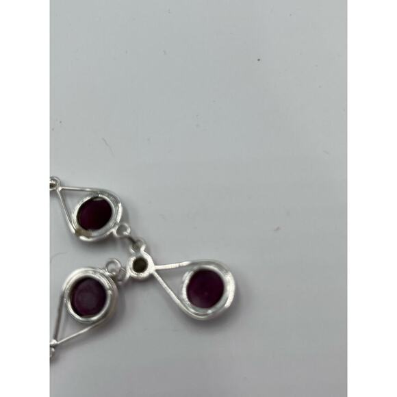 Sterling Silver 925 Semi Precious Stone Garnet Y Necklace and Ring Set Sz 8 - Picture 15 of 16